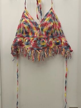 Multicolor Crochet Fringe Top